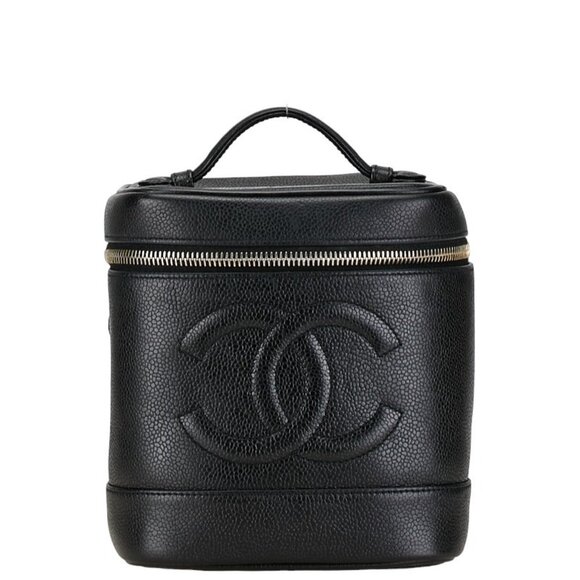 CHANEL Black Caviar Leather Coco Mark Vanity Bag - Picture 1 of 10